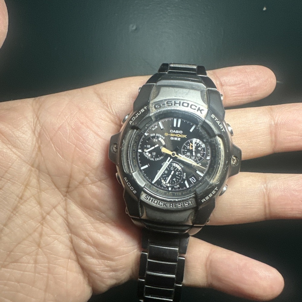 Vintage G-Shock GIEZ GS-1001D Black Racing Chrono Mens Watch 47mm 6in" -Untested
